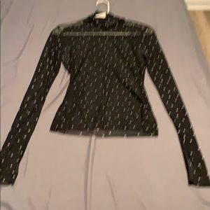 Mesh turtle neck long sleeve top w/ thumb holes